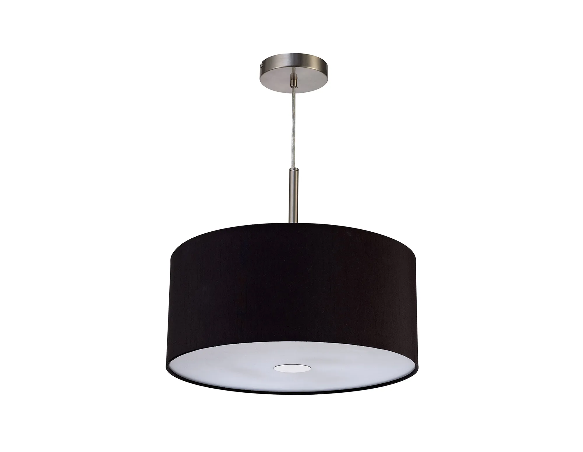 Baymont 40cm 3 Light Pendant Satin Nickel, Midnight Black/Green Olive, Frosted Diffuser DK0443  Deco Baymont SN BL/GR